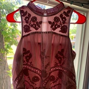 Floreat Anthropologie Velvet Beaded Top